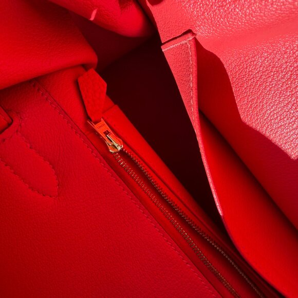 Hermes Birkin 35 Handbag Orange Poppy Togo with Gold Hardware - Picture 15 of 17